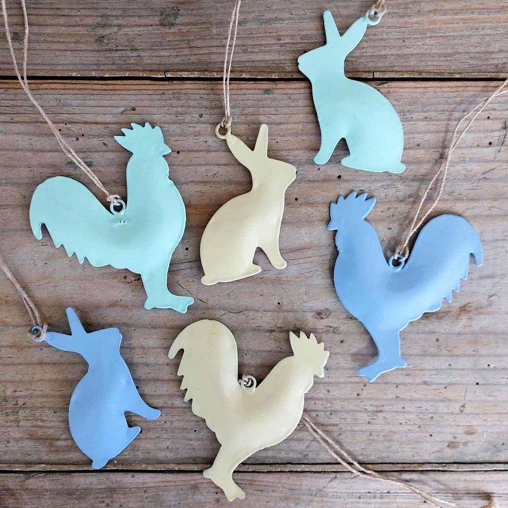 Hanging Rooster and Bunny Easter Decoration