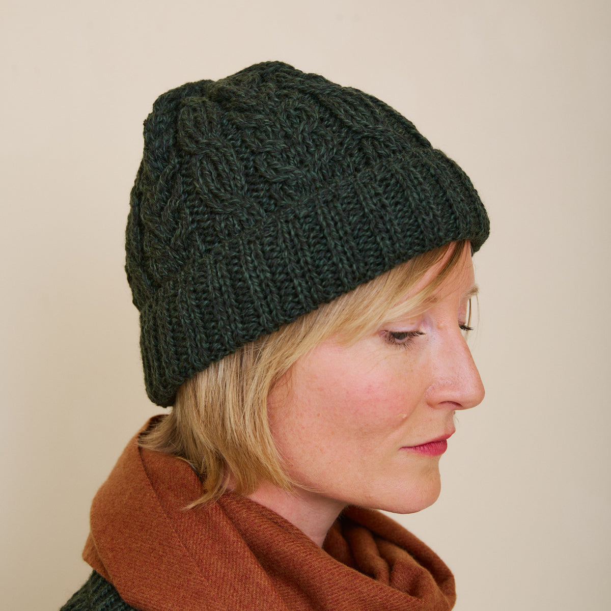 Aran Wool Hat - Seaweed
