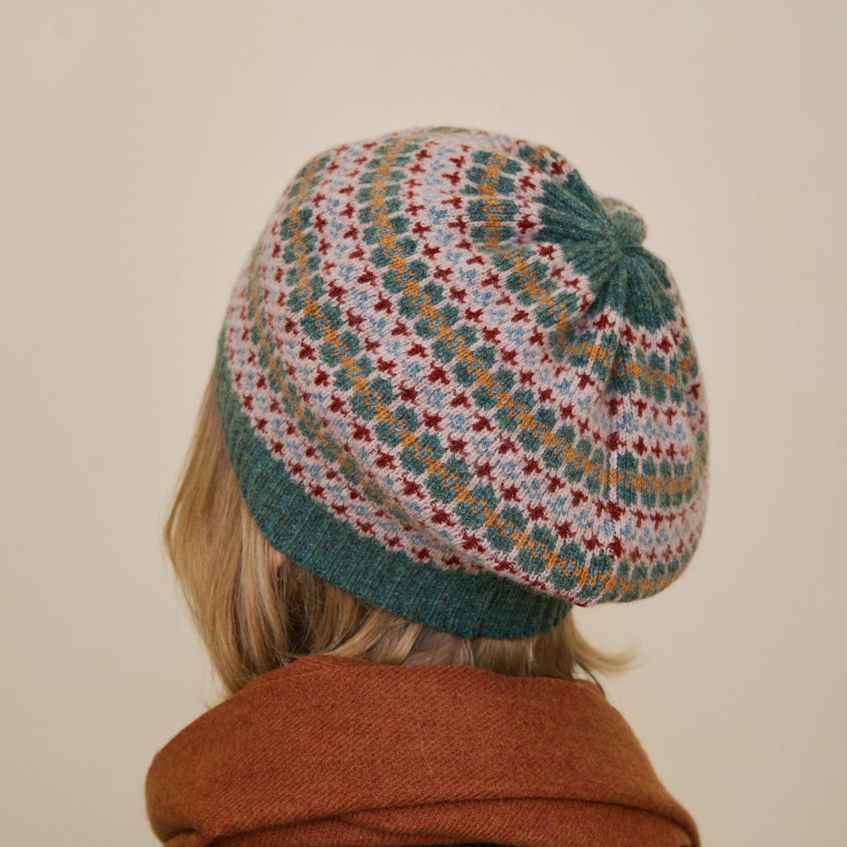 Traditional Scottish Fair Isle Beret - Rosemary