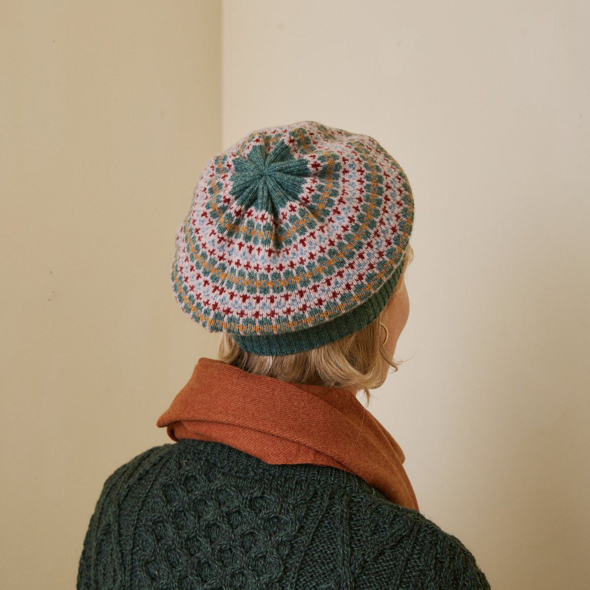 Traditional Scottish Fair Isle Beret - Rosemary
