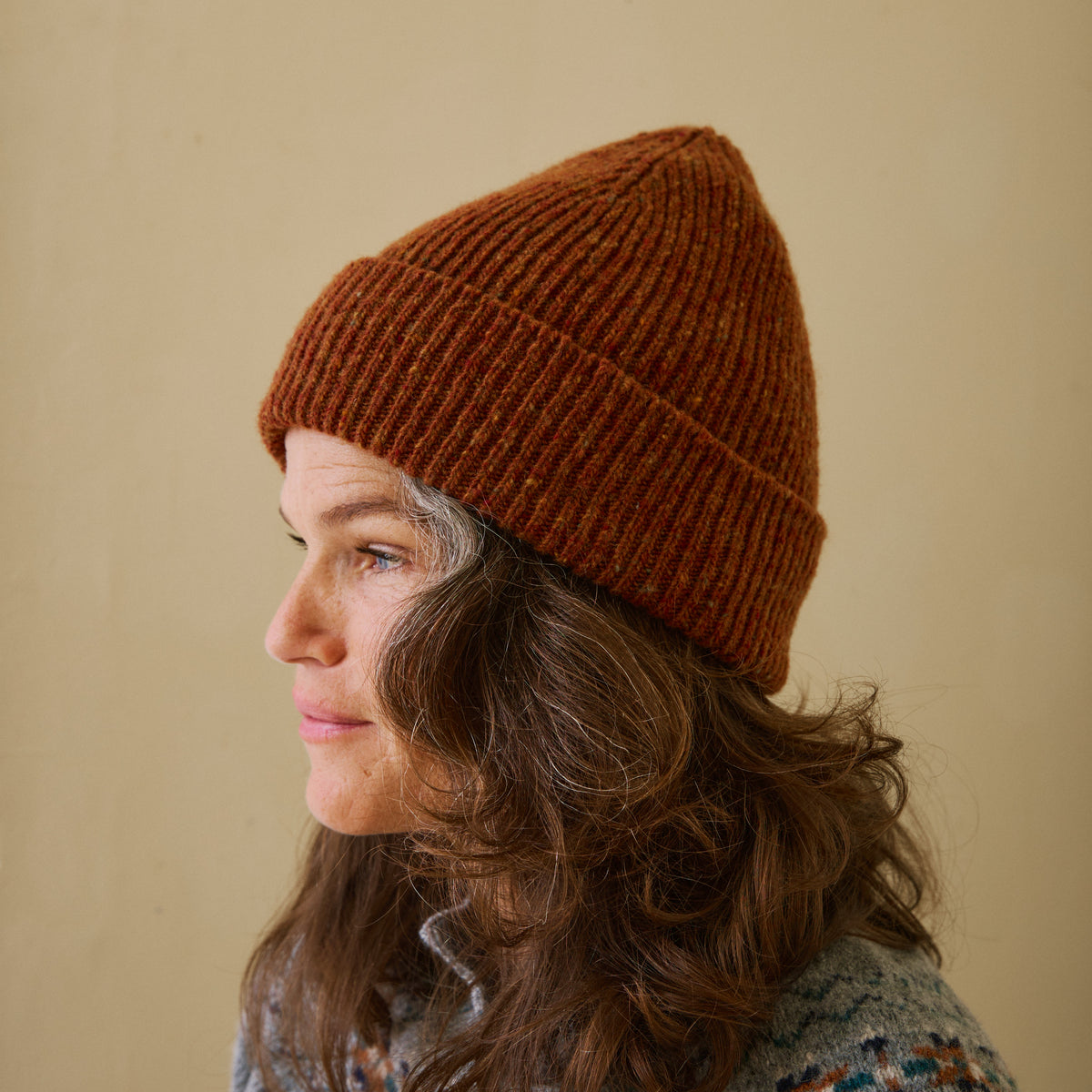 Unisex Donegal Wool Hat - Russet