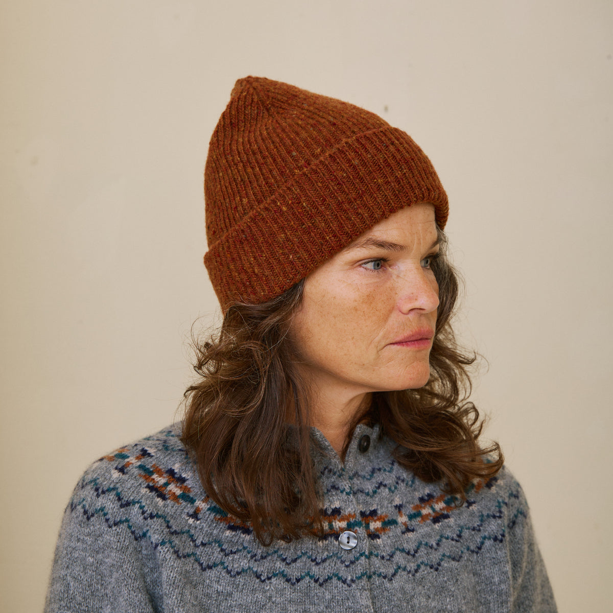 Unisex Donegal Wool Hat - Russet