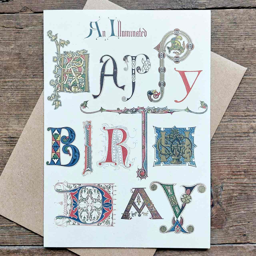 Illuminated Happy Birthday - Vintage Birthday Card