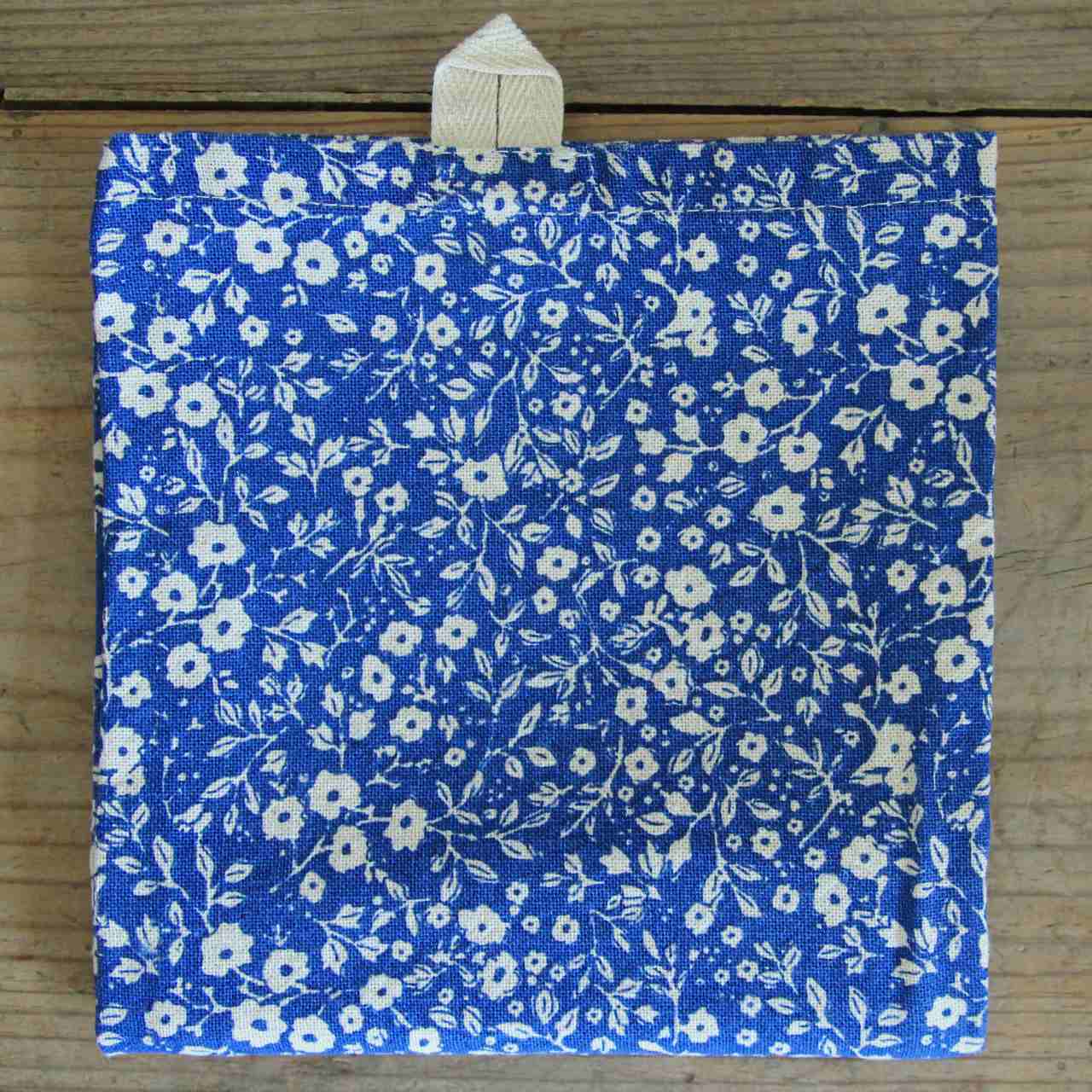 Ink Blue Floral Tea Towel