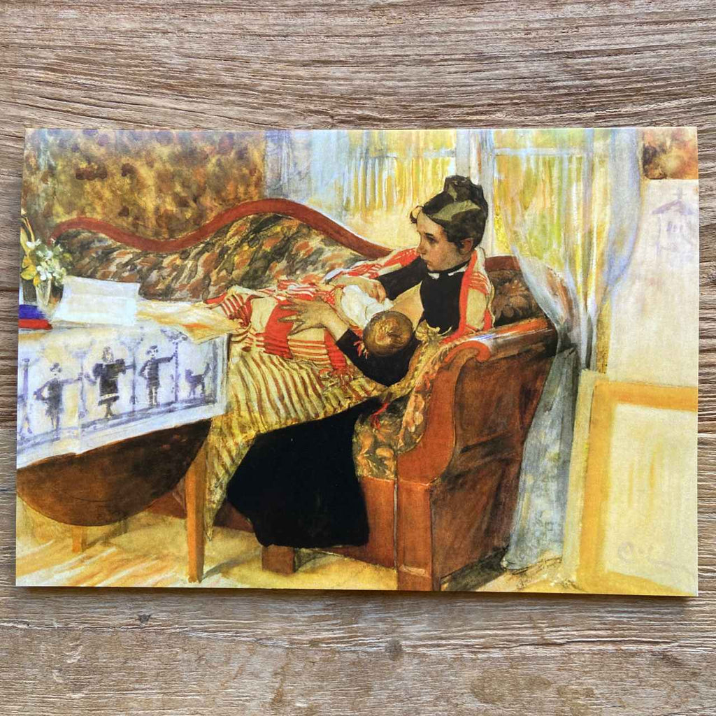 Carl Larsson - Nursing Mother Vintage Card