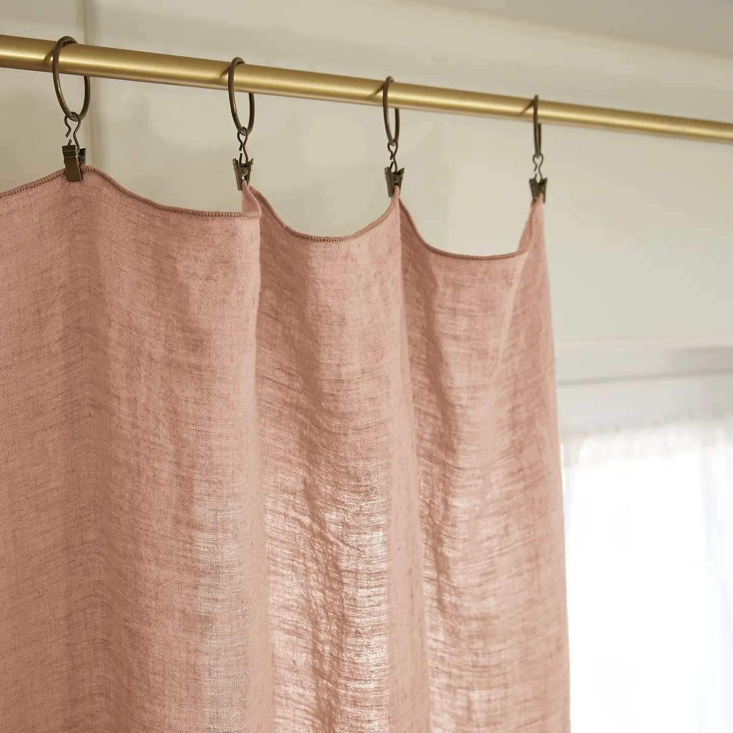 Linen Curtain Panel - Antique Rose