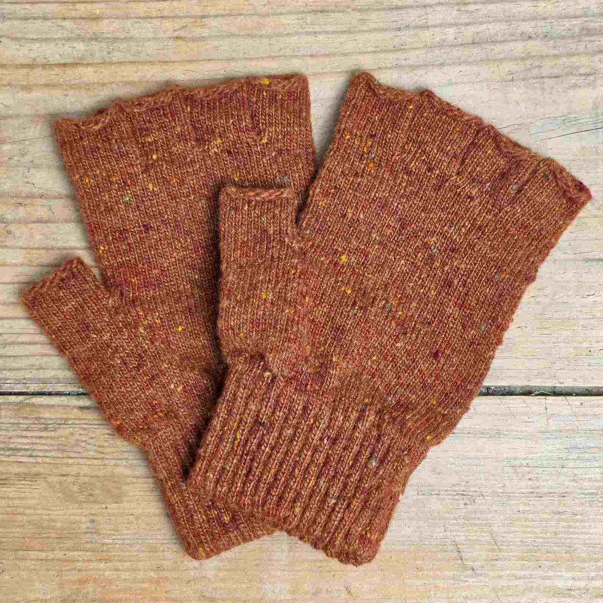 Men's Donegal Fingerless Gloves - Russet