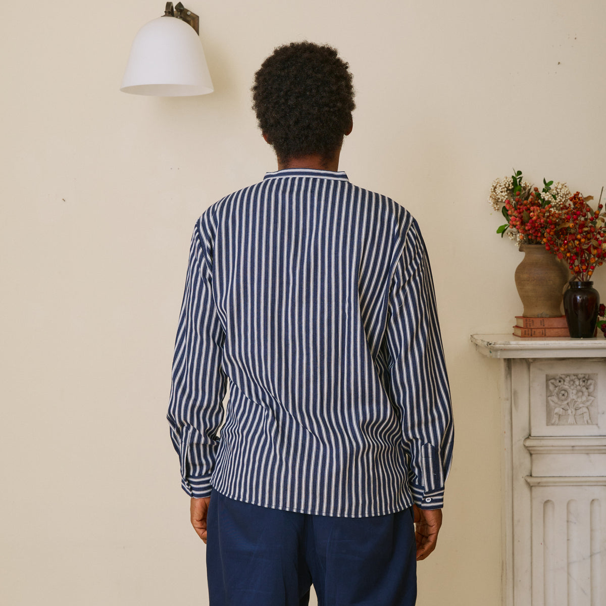 Navy Herringbone Work Shirt