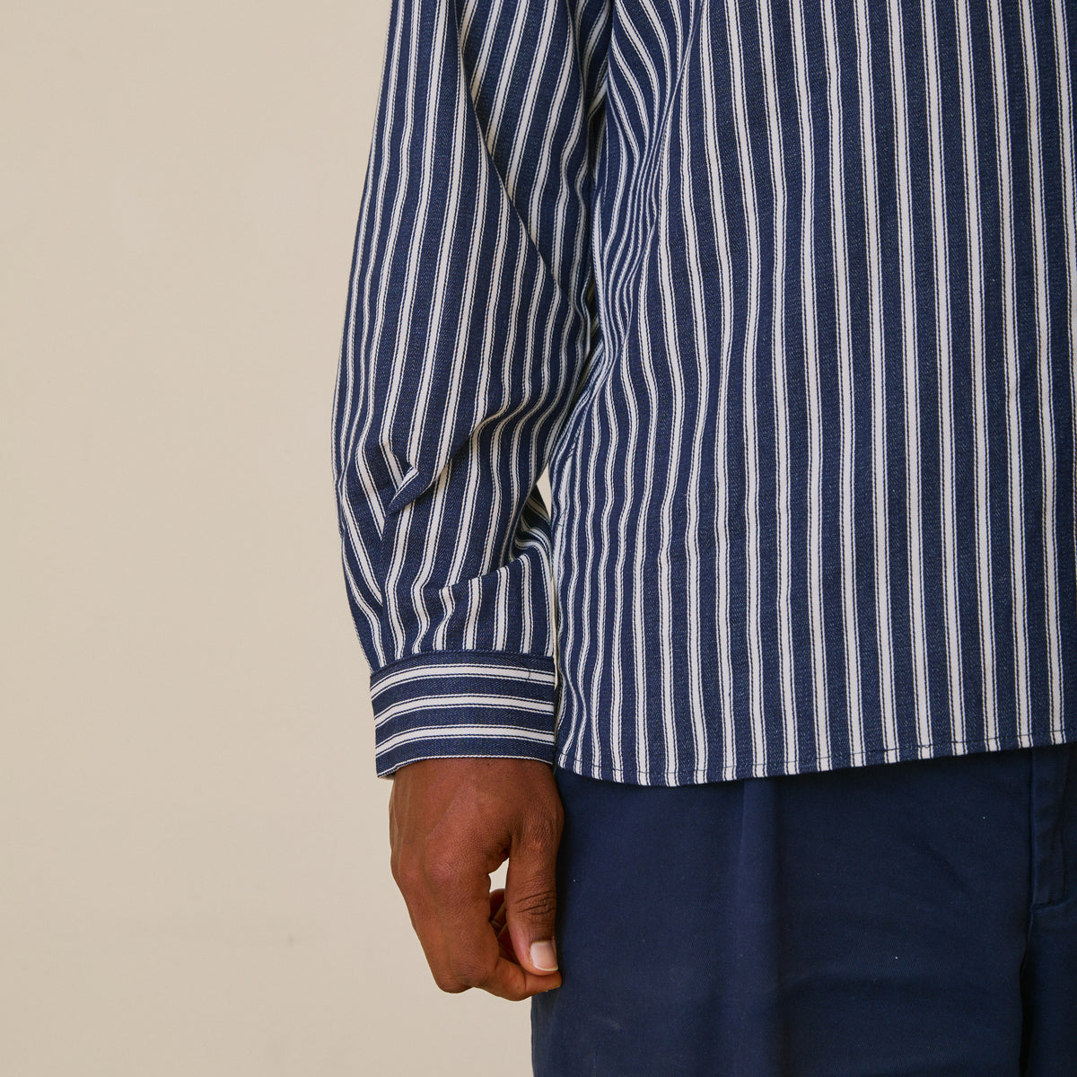 Navy Herringbone Work Shirt