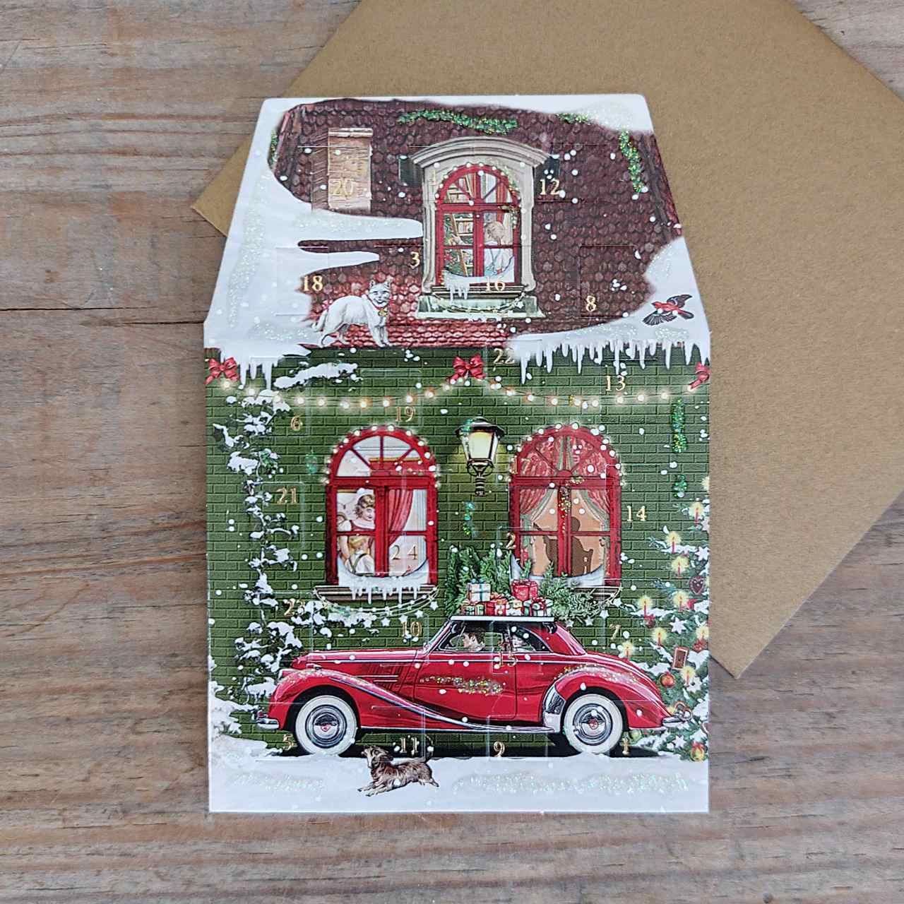 Mini Advent Calendar Card - Dark Green House