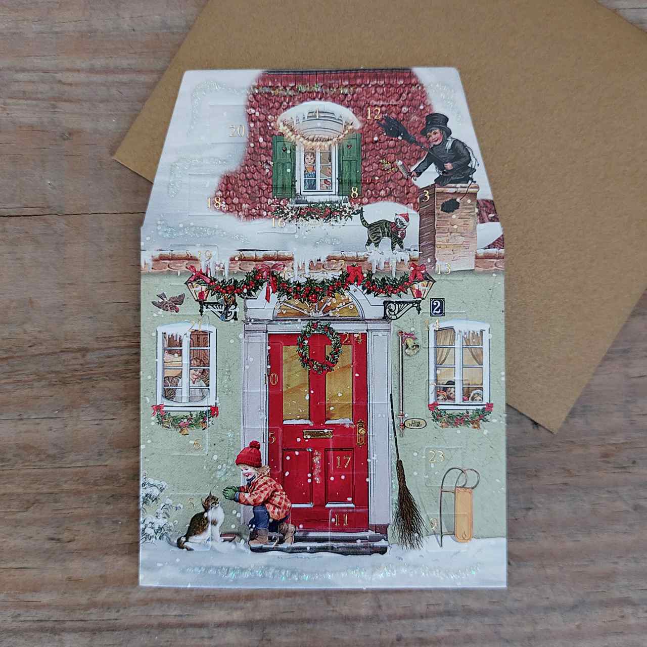 Mini Advent Calendar Card - Light Green House