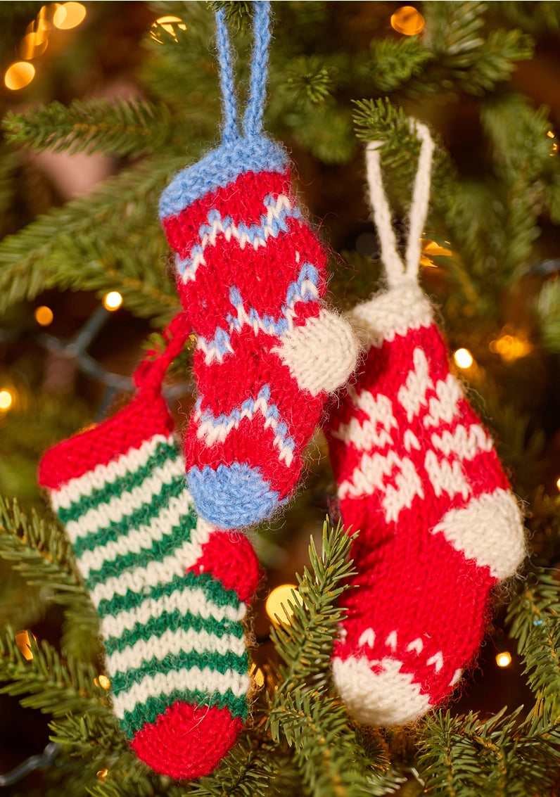 Mini Knitted Stocking Christmas Decorations