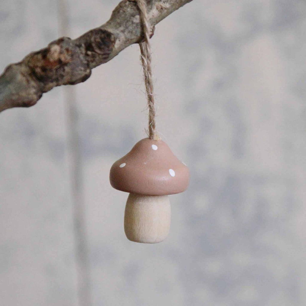 Traditional Christmas decoration - pink wooden toadstool