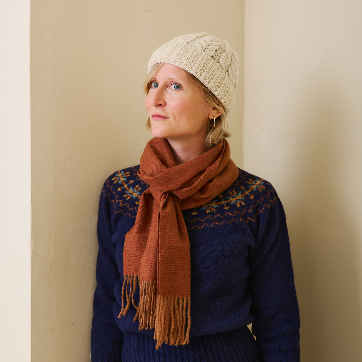 Traditional Scottish Fair Isle Crew Neck Jumper - Navy