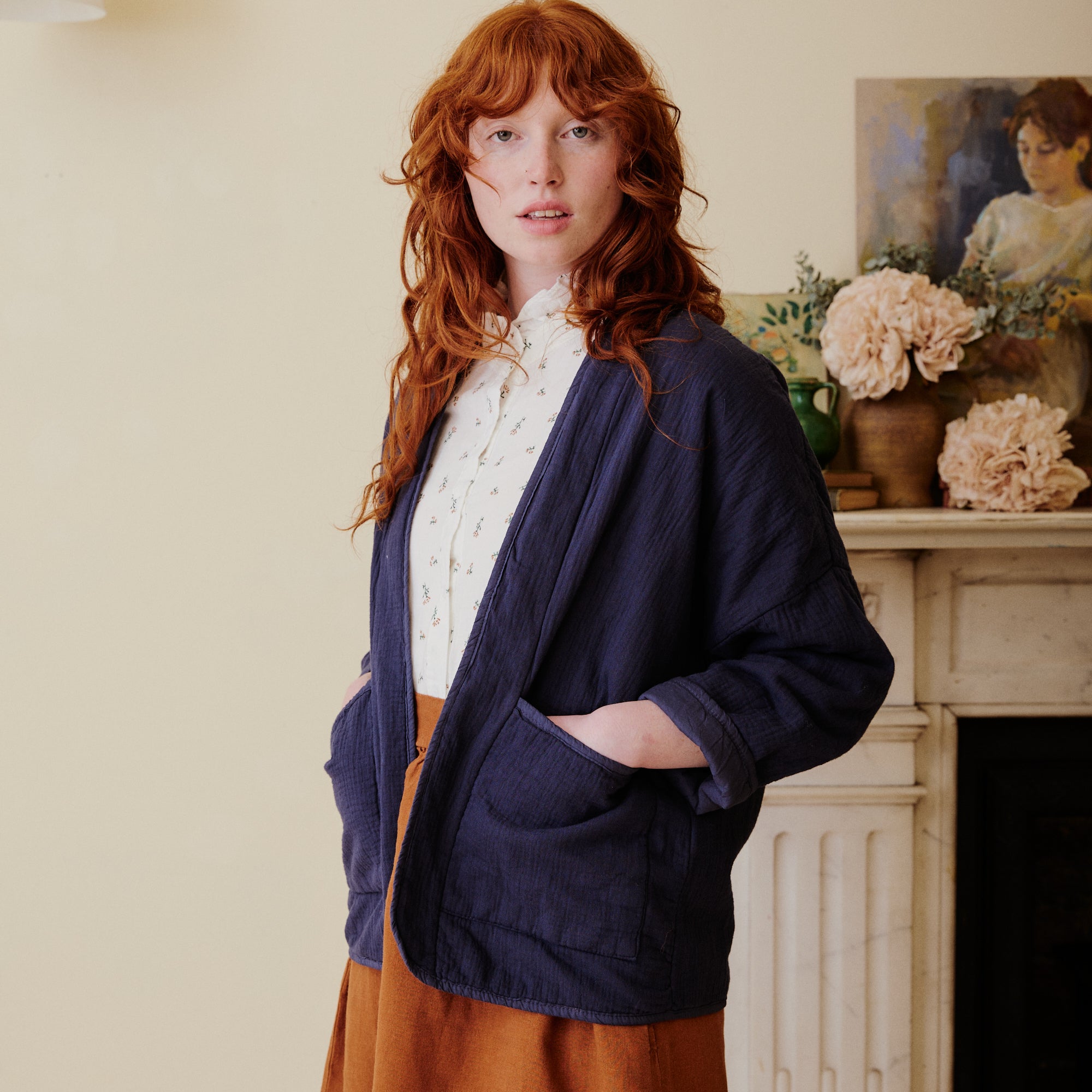 Quilted Cotton Jacket - Navy