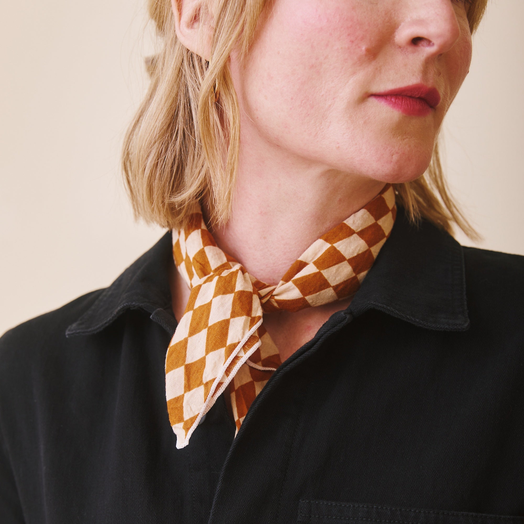 Rust & Cream Check Scarf