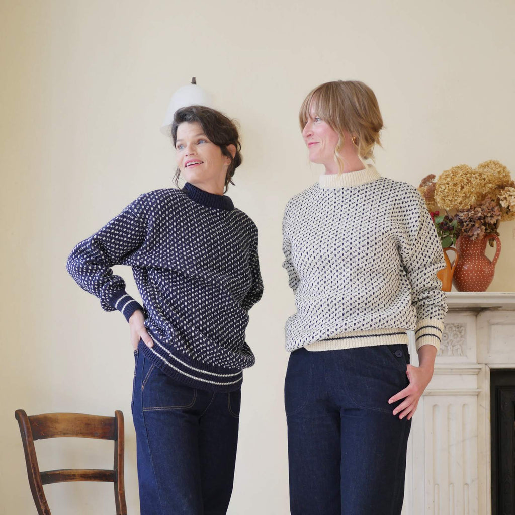 Traditional Nordic Wool Jumpers Navy and Cream