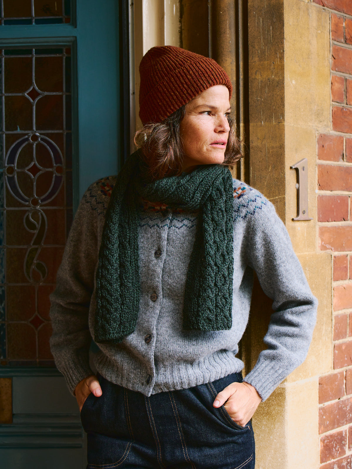 Aran Wool Scarf - Seaweed