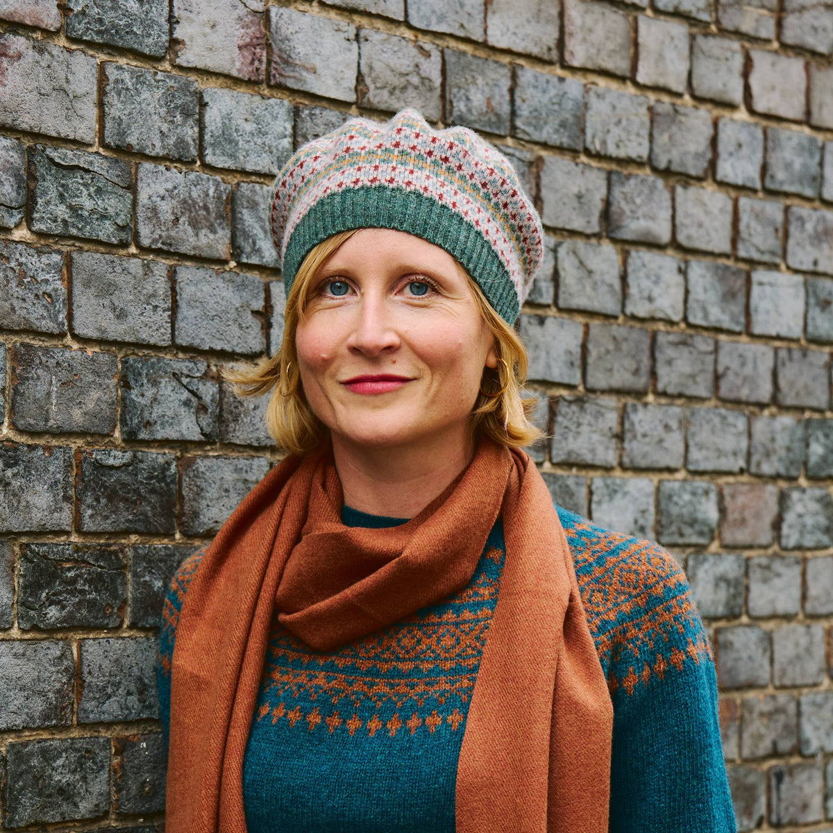 Traditional Scottish Fair Isle Beret - Rosemary