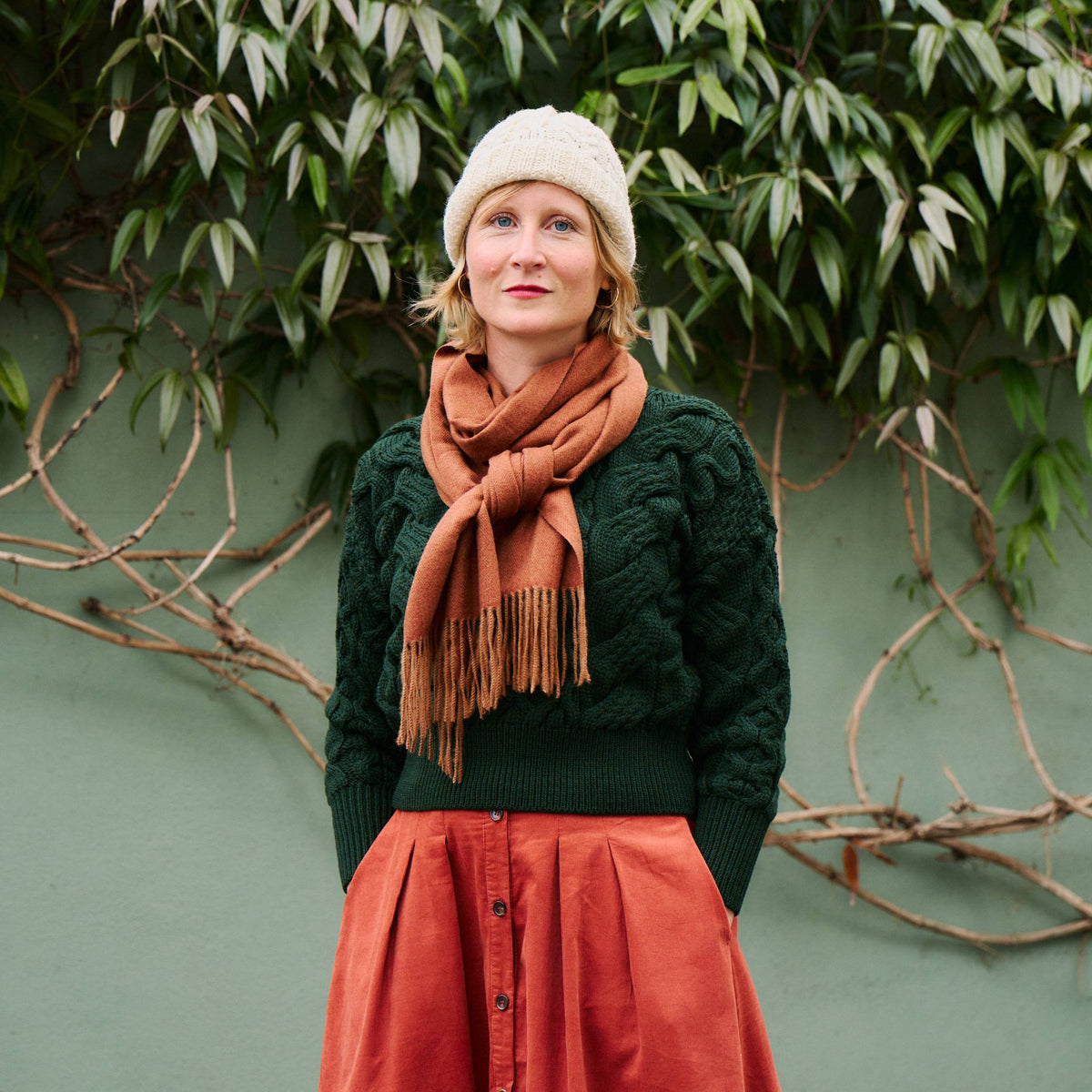 Aran Wool Hat - Cream