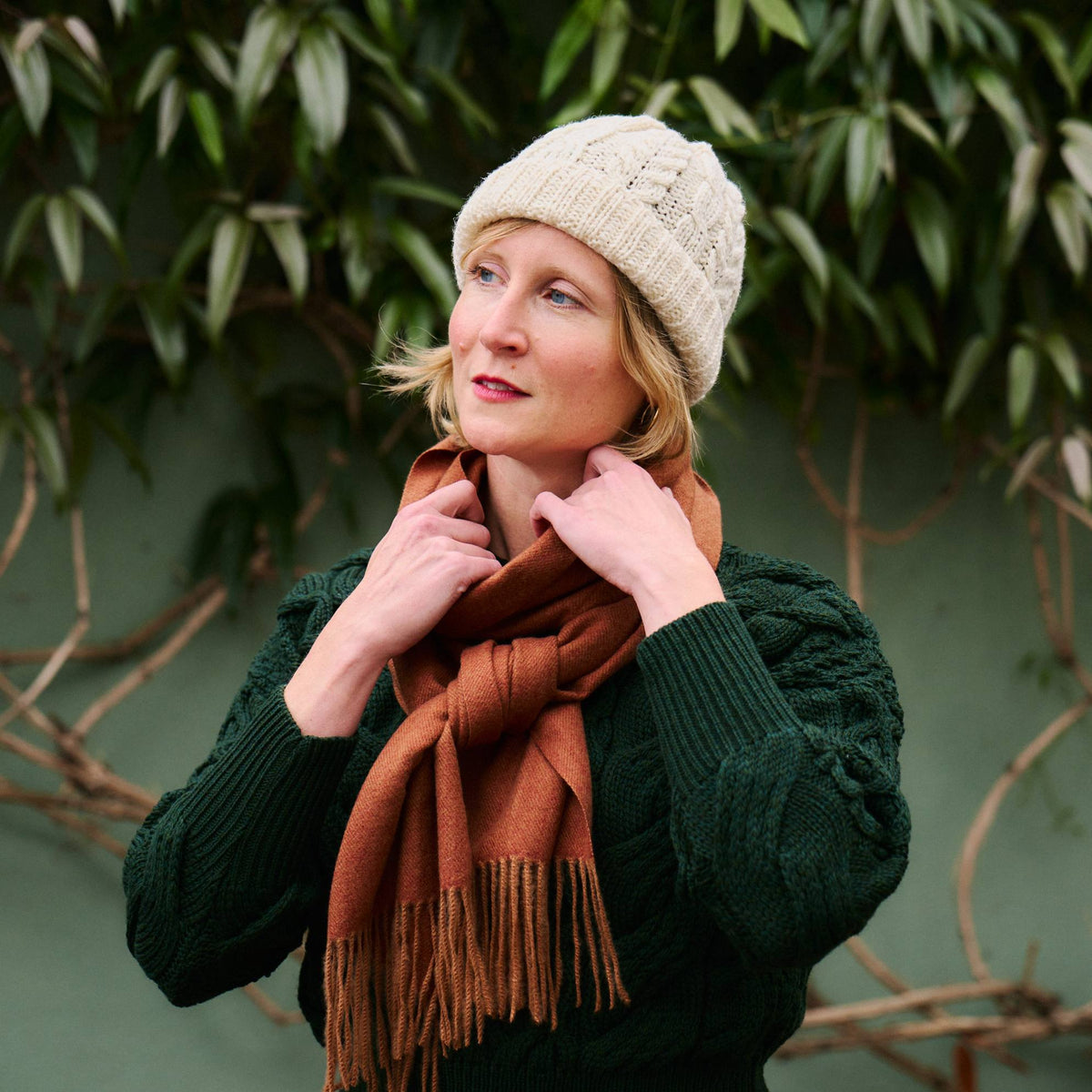 Aran Wool Hat - Cream