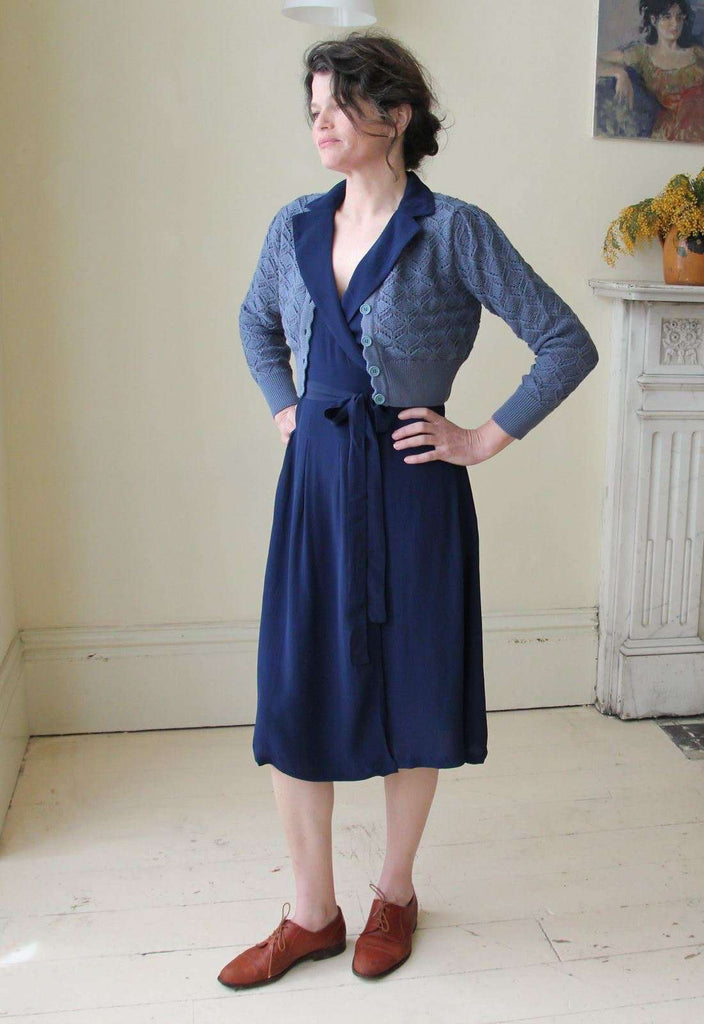 navy wrap dress