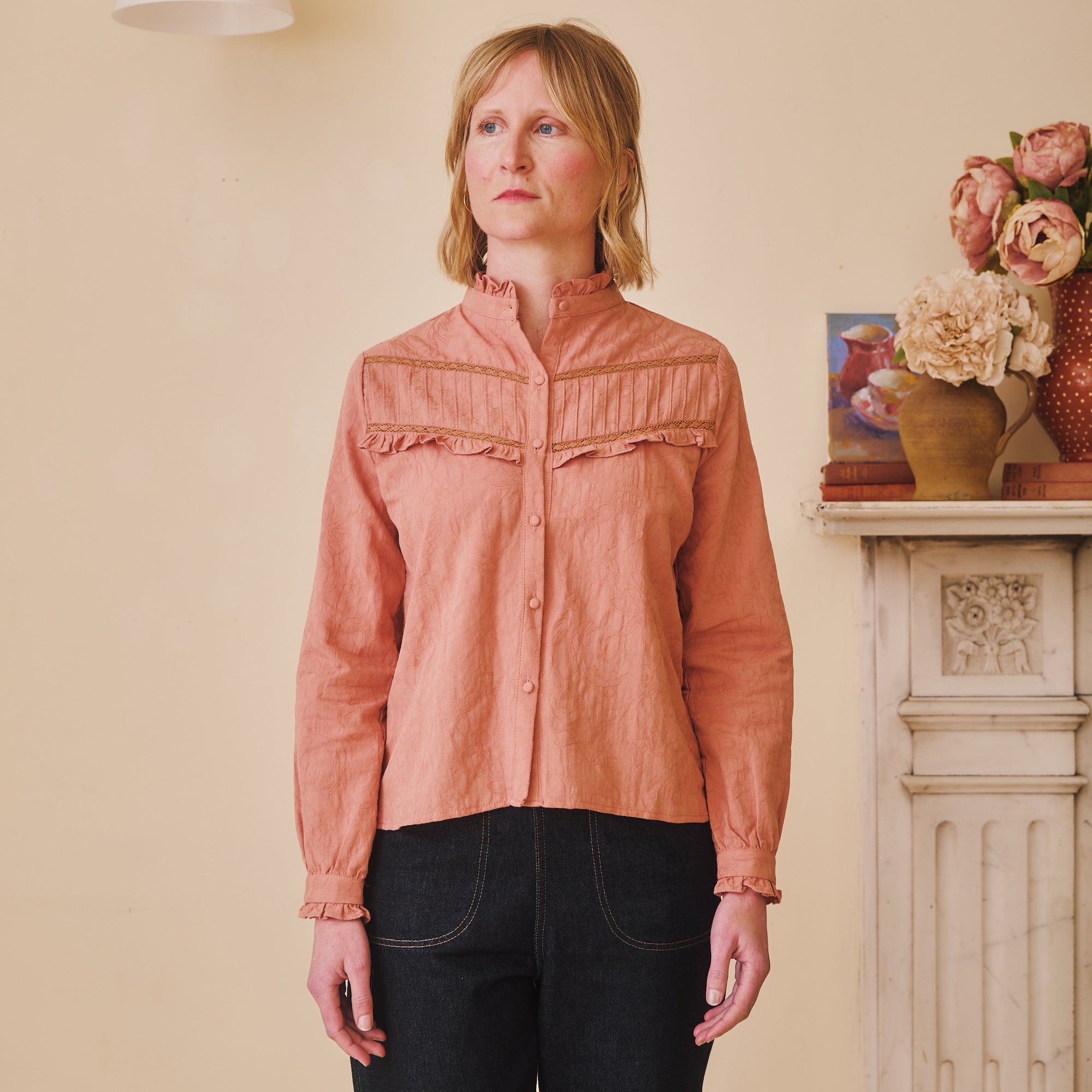 Cotton Pleated Blouse - Rose Pink