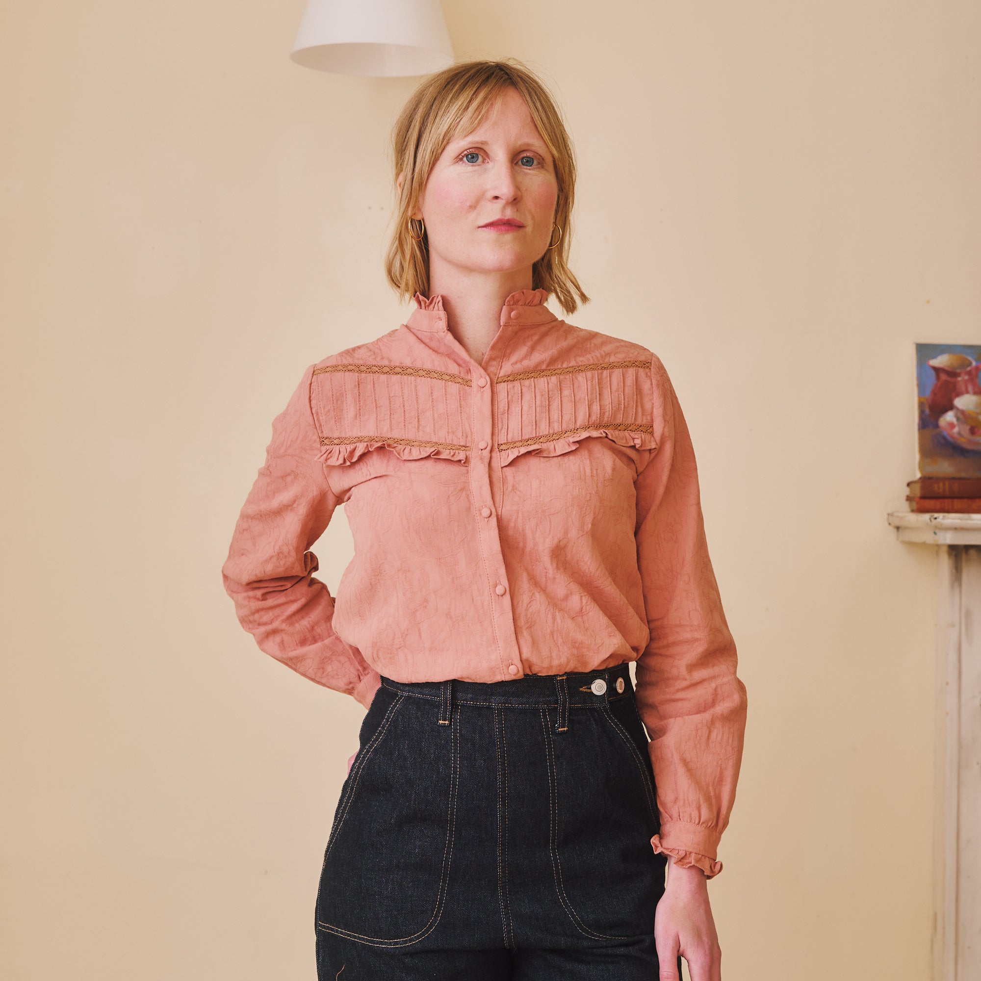 Cotton Pleated Blouse - Rose Pink