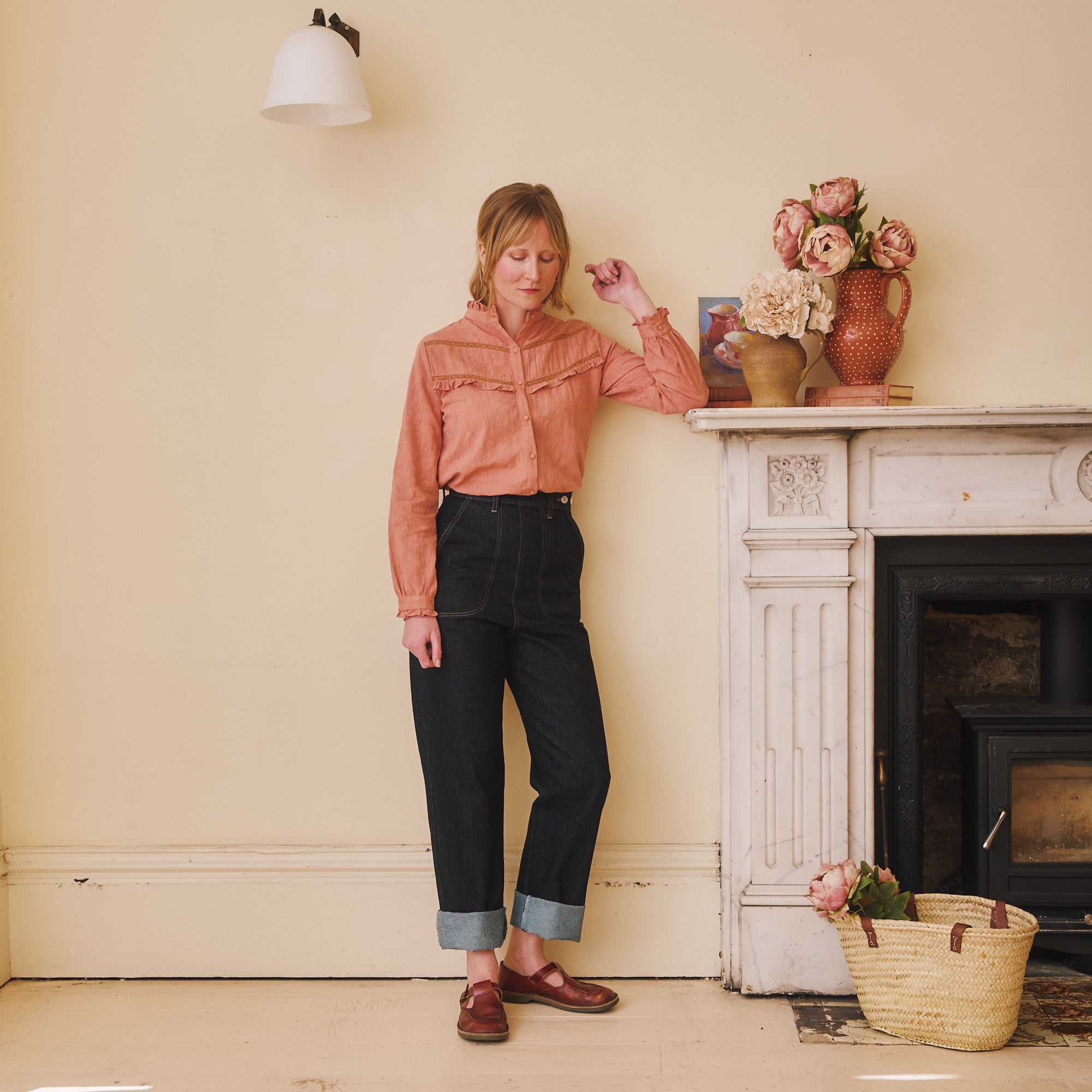 Cotton Pleated Blouse - Rose Pink