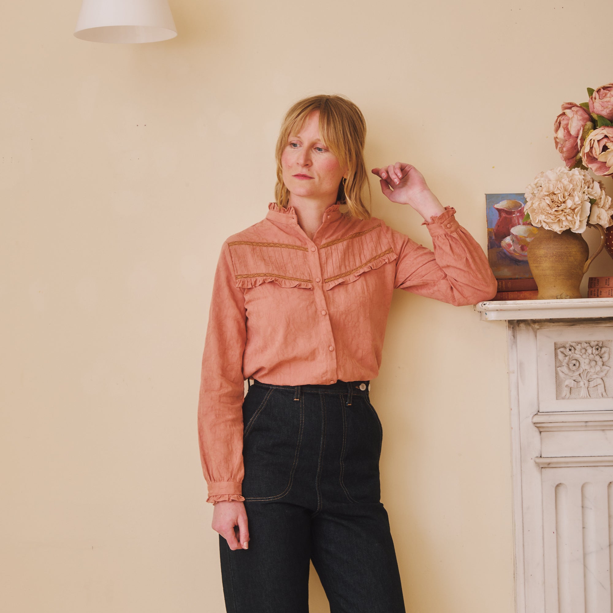 Cotton Pleated Blouse - Rose Pink