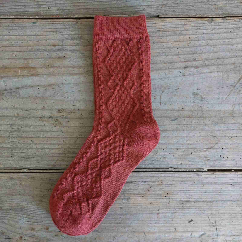 Womens rust socks - plain colour aran socks one size