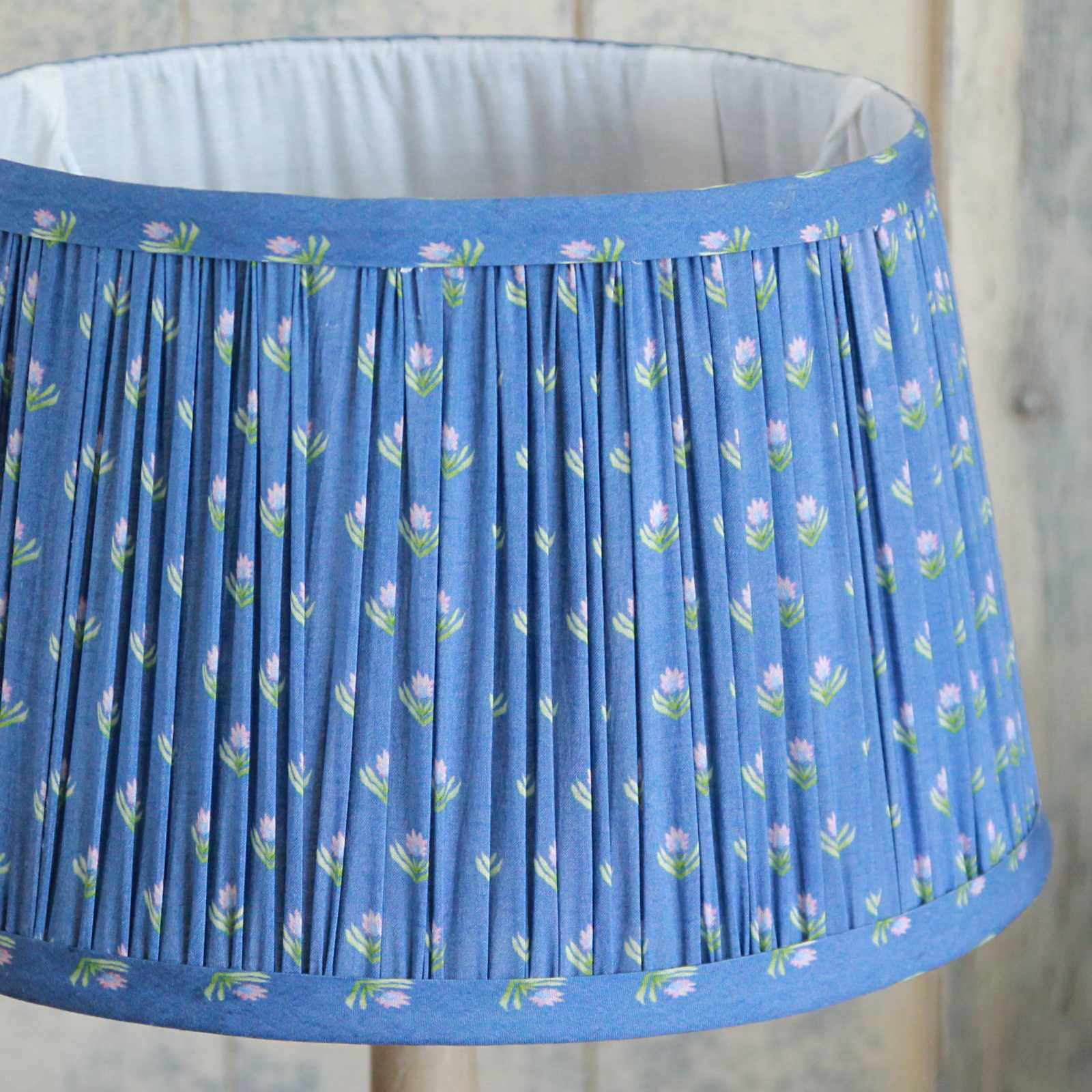 Pleated Floral Vintage Lampshade - Blue