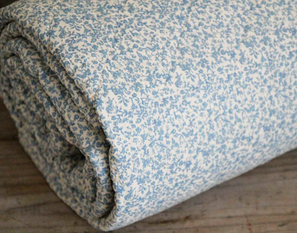 Quilted Bedspread - Blue Flowers