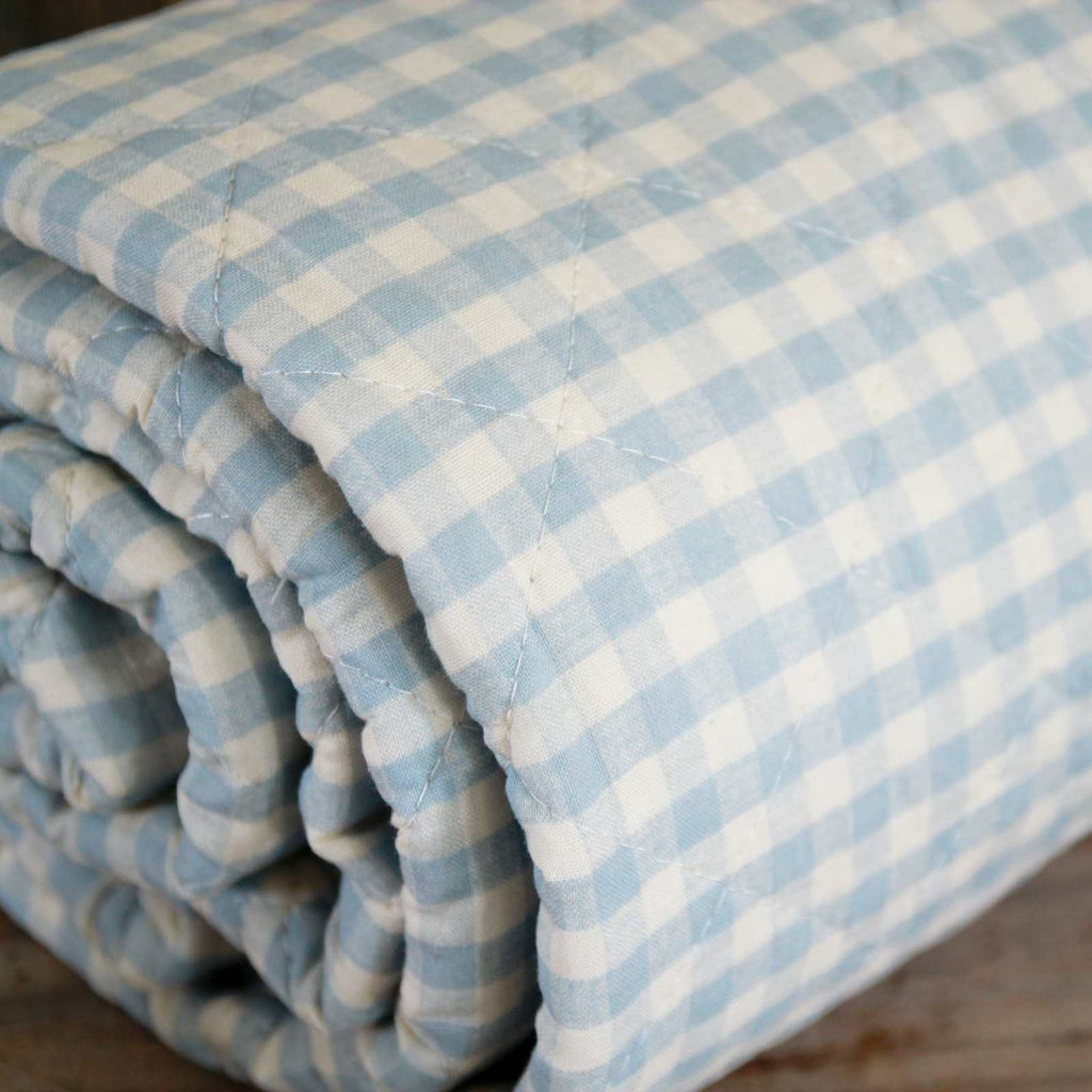 Quilted Bedspread Blue Gingham Closet & Botts