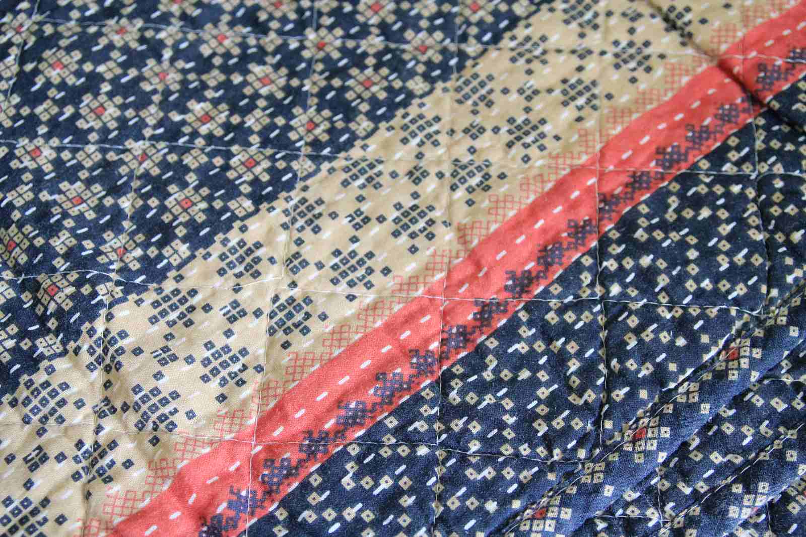 Quilted Bedspread - Indigo & Pink