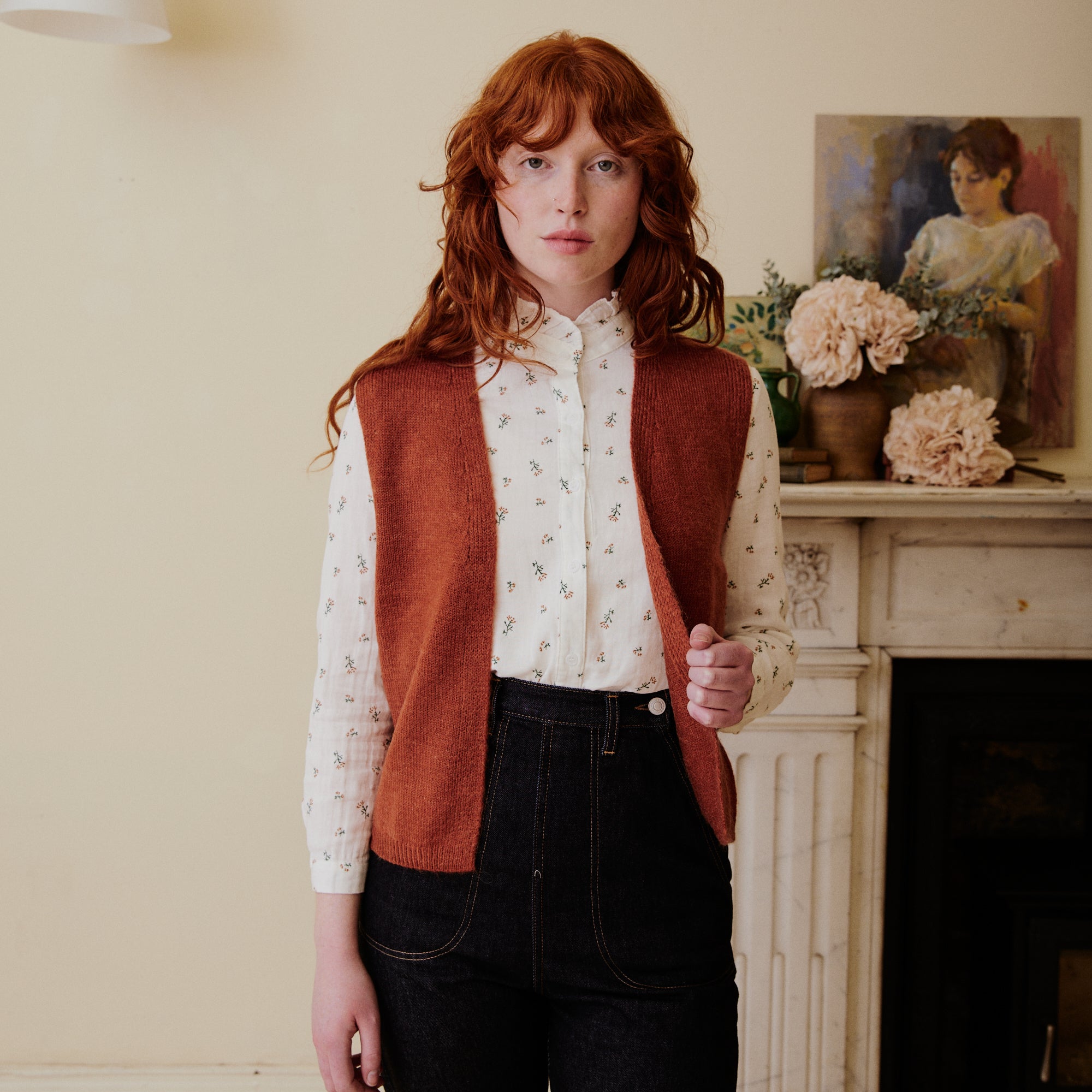 Knitted Waistcoat - Rust