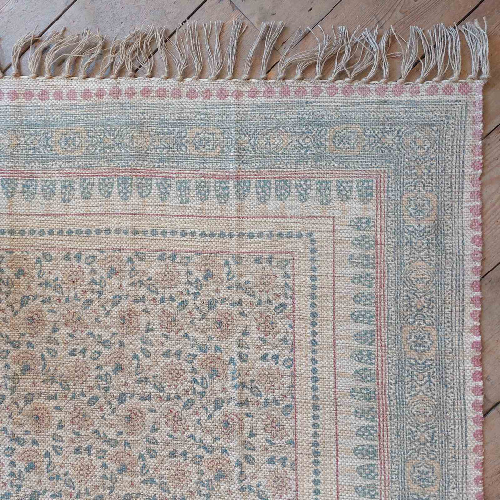 Handwoven Rug, Sage and Rose
