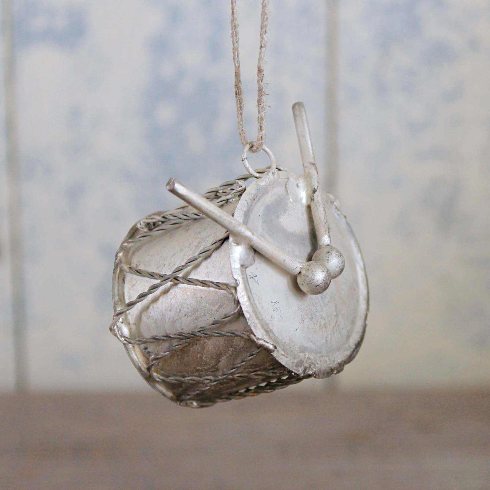Antique Silver Drum Decoration