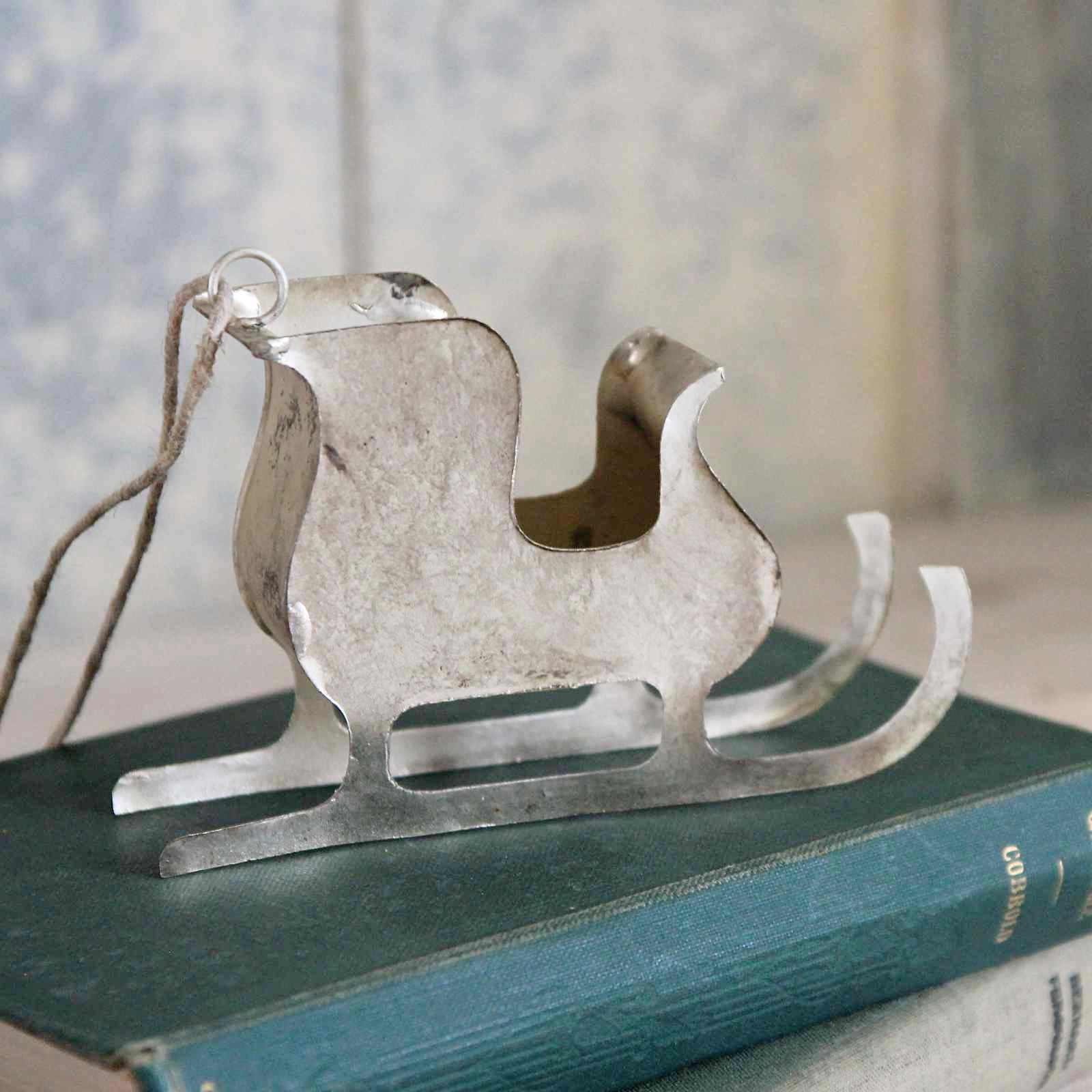Antique Silver Sleigh Decoration