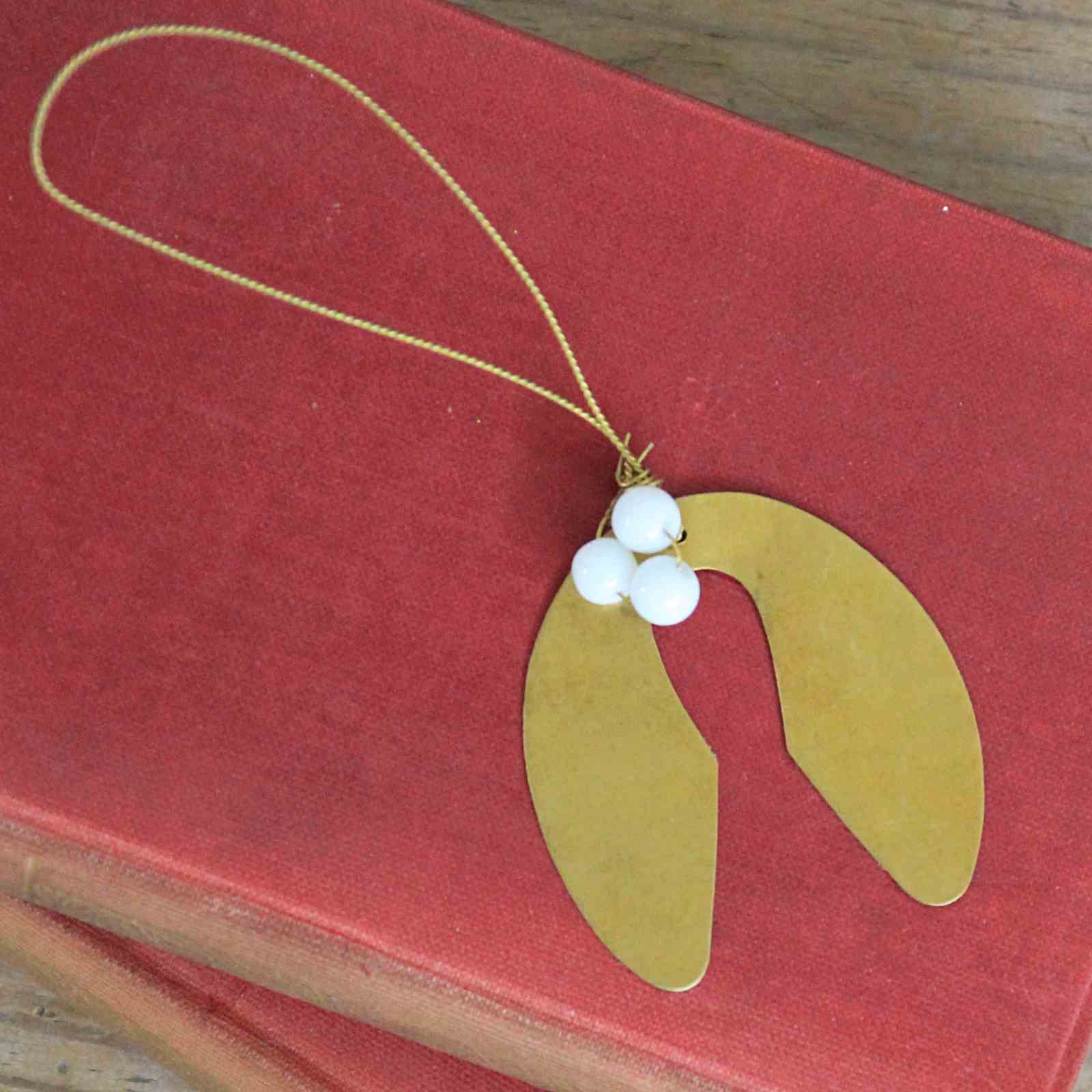 Single Brass Mistletoe with Beads