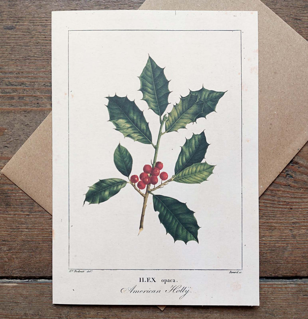 Traditional Christmas Card - Vintage Holly