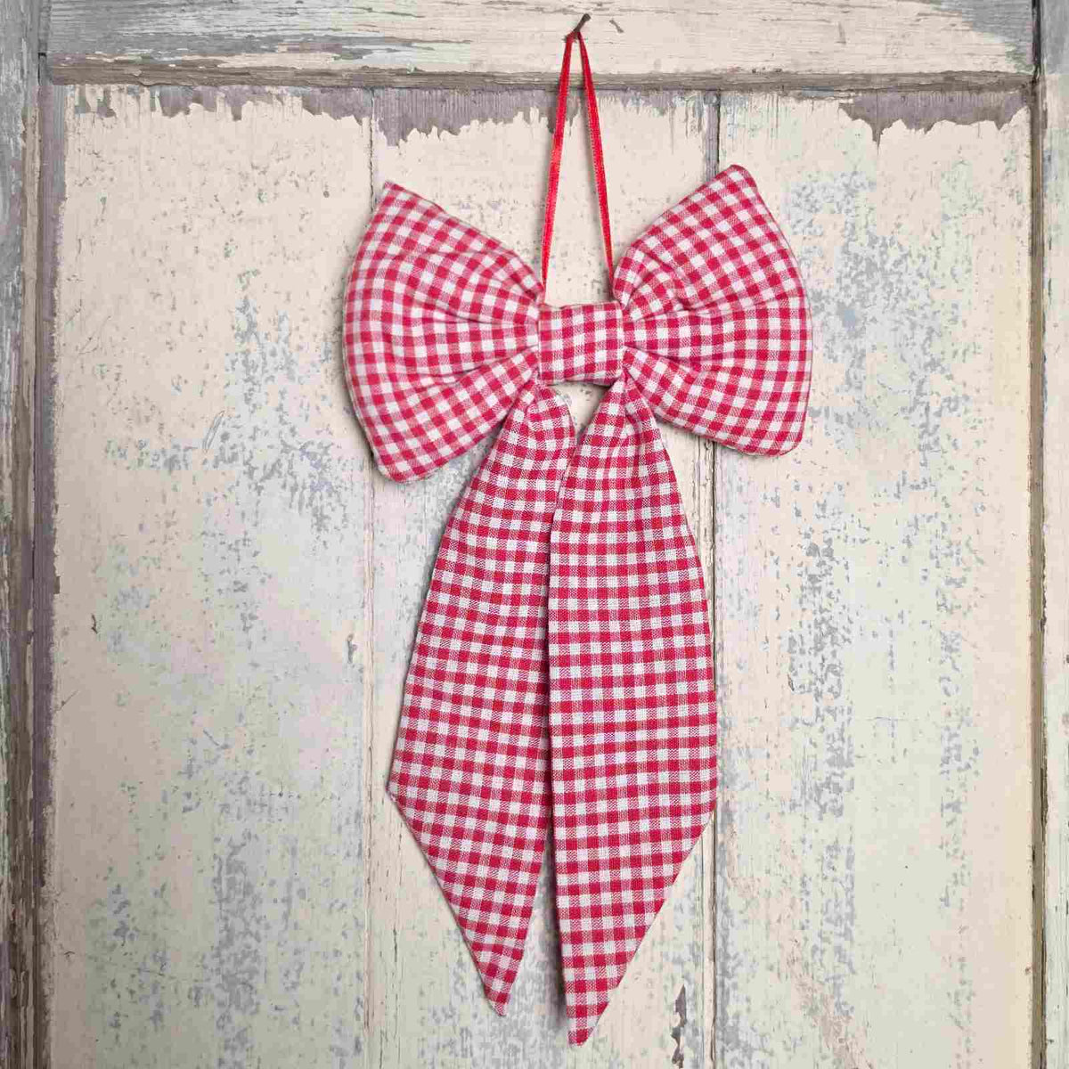 Red Gingham Hanging Bow Decoration