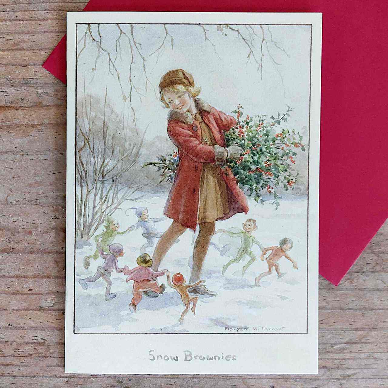 Single Vintage Christmas Card - Snow Brownies 