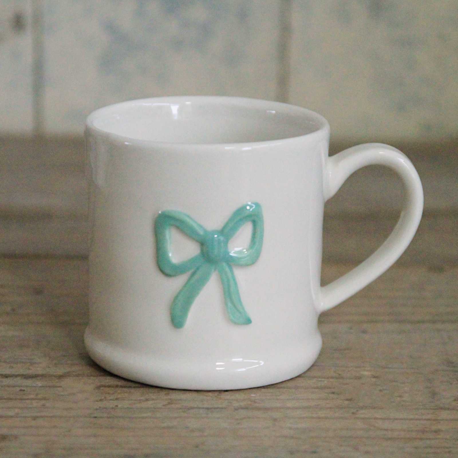 Stoneware Mug - Green Bow