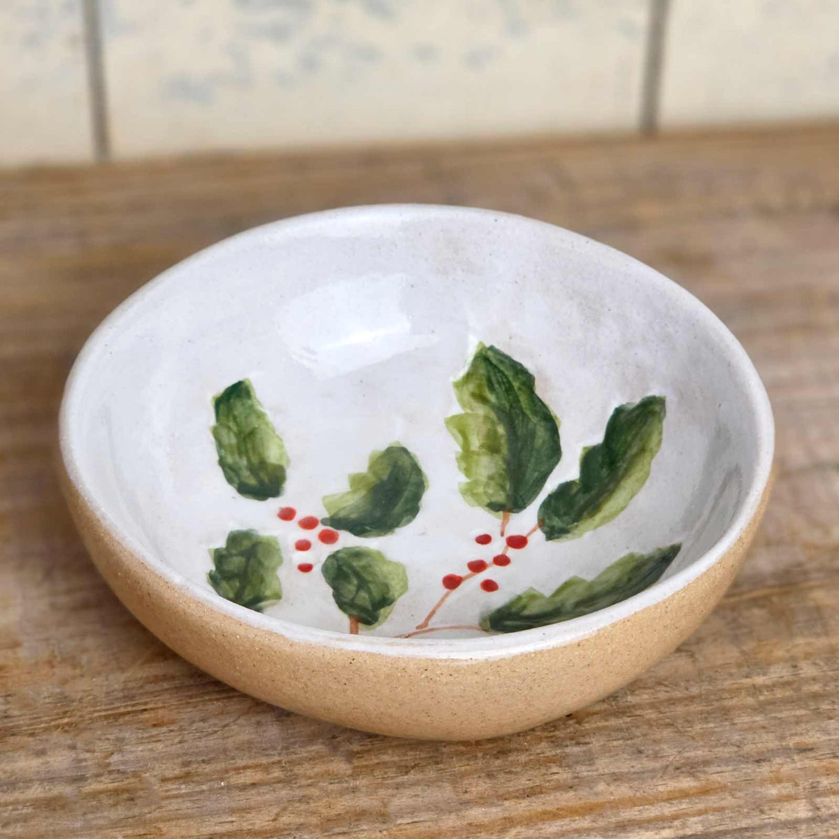 Small Stoneware Bowl - Holly & Berries