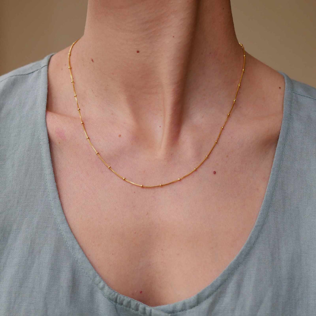 Gold Plated Studded Chain Necklace