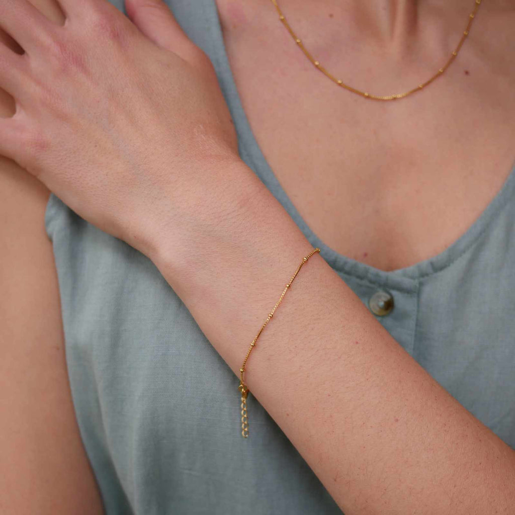 Gold Plated Studded Bracelet and chain necklace