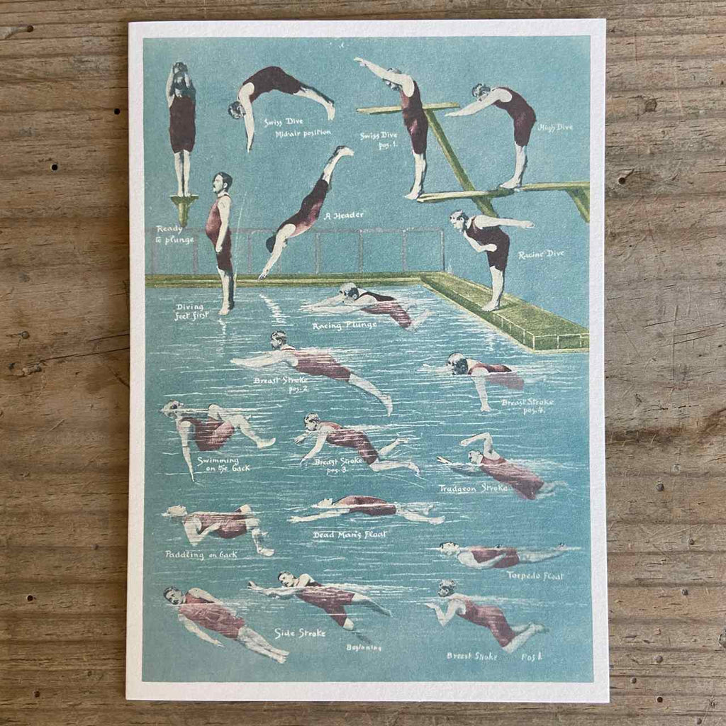 Vintage Greeting Card - Swimmers