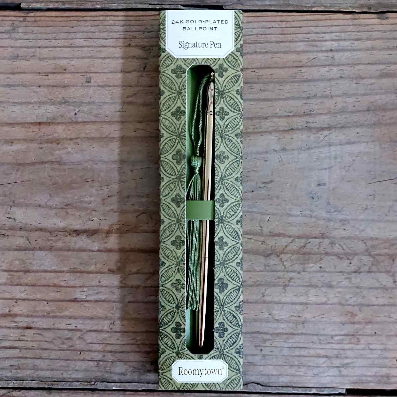 24k Gold Plated Ballpoint Pen with Olive tassel