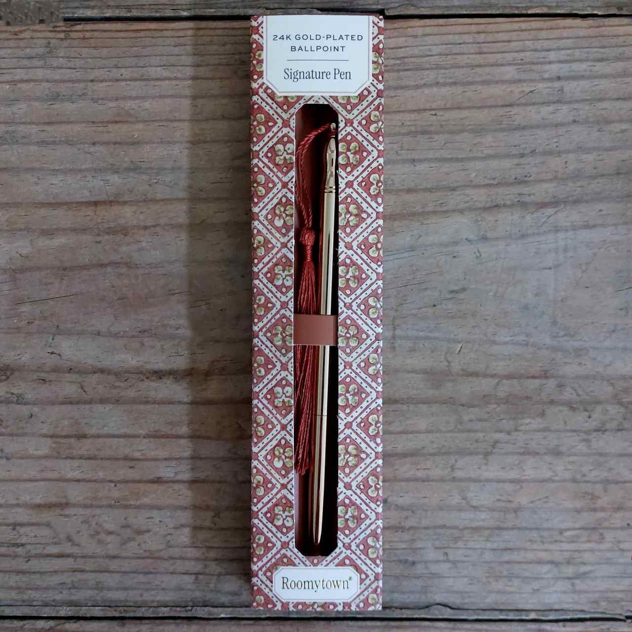 24k Gold Plated Ballpoint Pen with Rust tassel